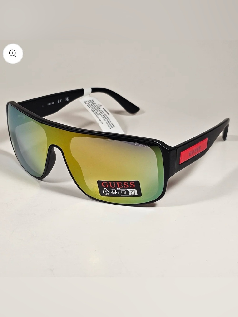 Guess GO00055 02C Rectangular Shield Wrap Sunglasses Red Matte Black Multicolor
